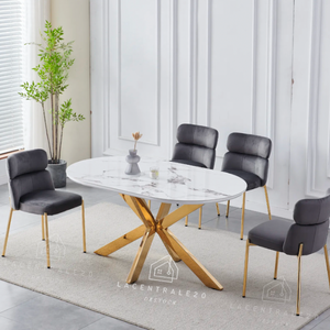 Table à manger - Effet marbre ou céramique - Ovale - Ophélia