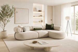 Canapé d'angle - Tissu laine bouclée - Mini Mona