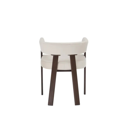 Chaise salle à manger - Velours Beige / Grain Moka – Pied effet Noyer – Lots de 2/4/6 – Alia
