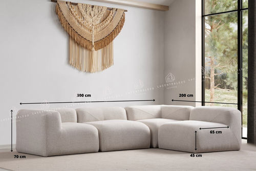 Canapé Modulable - Tissu Chenille Blanc cassé - 3+1 modules - Nuage