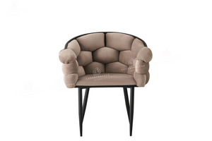 Chaise salle à manger – Design Ballon - Tissu doudou / velours – Pied métal noir / or - Lot de 2 / 4 /6 – Ballon