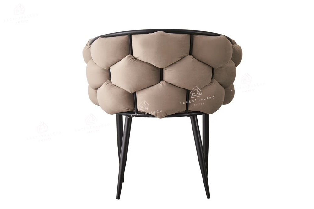 Chaise salle à manger – Design Ballon - Tissu doudou / velours – Pied métal noir / or - Lot de 2 / 4 /6 – Ballon