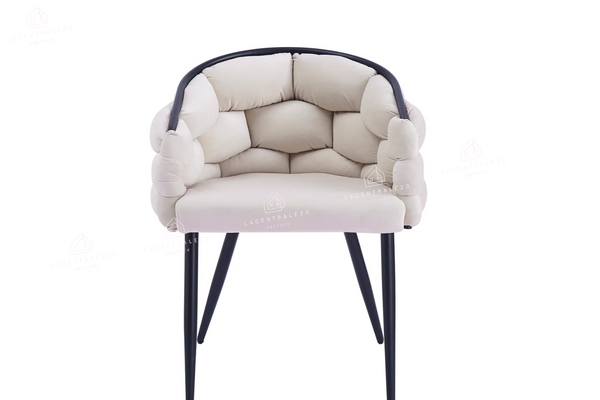 Chaise salle à manger – Design Ballon - Tissu doudou / velours – Pied métal noir / or - Lot de 2 / 4 /6 – Ballon