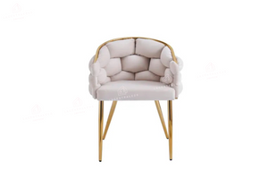 Chaise salle à manger – Design Ballon - Tissu doudou / velours – Pied métal noir / or - Lot de 2 / 4 /6 – Ballon