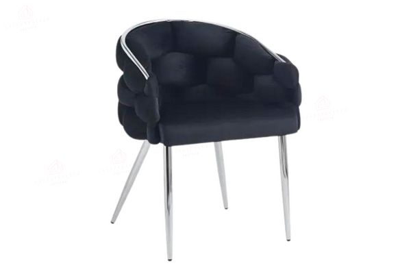 Chaise salle à manger – Design Ballon - Tissu doudou / velours – Pied métal noir / or - Lot de 2 / 4 /6 – Ballon