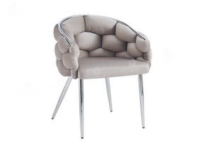 Chaise salle à manger – Design Ballon - Tissu doudou / velours – Pied métal noir / or - Lot de 2 / 4 /6 – Ballon