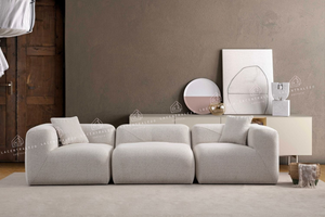 Canapé Modulable - Tissu Chenille Blanc cassé - 3+1 modules - Nuage