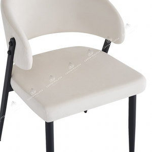 Chaise salle à manger beige – pied métal noir – Lots de 2/4/6/8 – Lamia