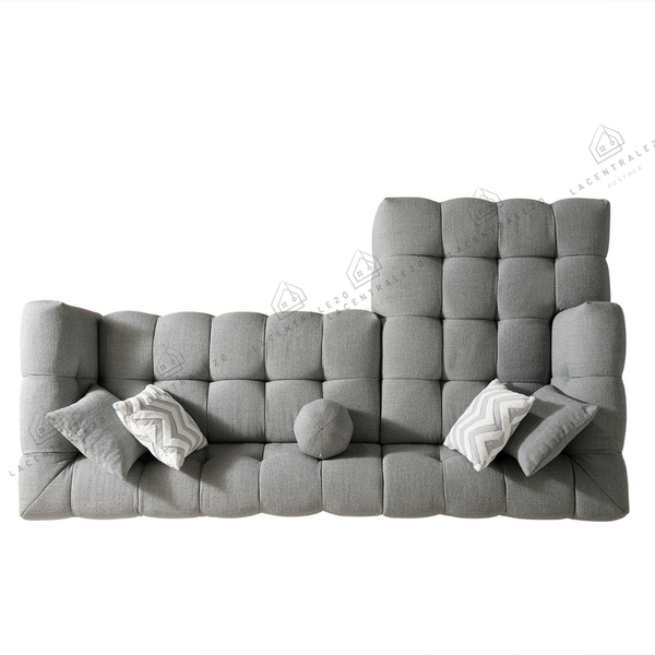 Canapé d’angle – Tissu laine bouclée – Carmen