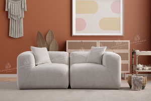 Canapé Modulable - Tissu Chenille Blanc cassé - 3+1 modules - Nuage