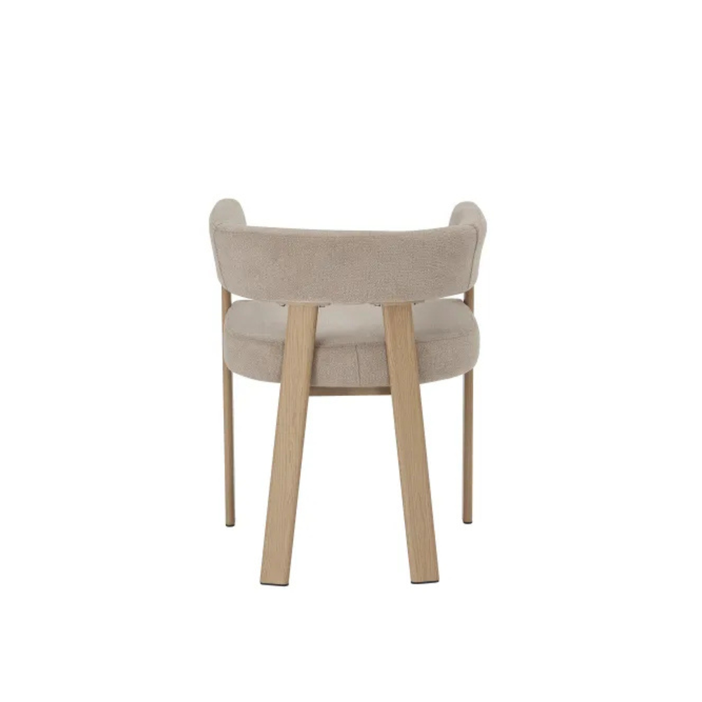 Chaise salle à manger Velours Beige / Grain Moka – Pied effet chêne  – Lots de 2/4/6 – Alia