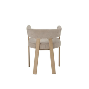 Chaise salle à manger Velours Beige / Grain Moka – Pied effet chêne  – Lots de 2/4/6 – Alia