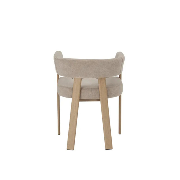 Chaise salle à manger Velours Beige / Grain Moka – Pied effet chêne  – Lots de 2/4/6 – Alia