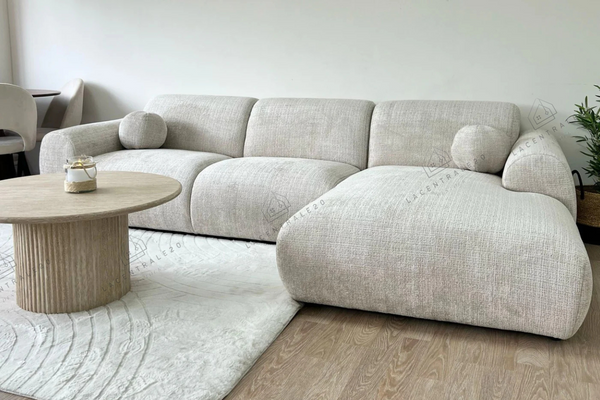 Canapé d'angle - Tissu Marbella crème - Cloud