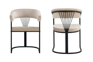 Chaise salle à manger - Tissu velours – Pied métal ( noir / chromé / or )- Lot de 2 / 4 /6 – Brittany