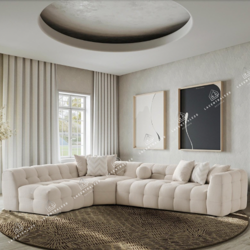 Canapé d’angle – Tissu laine bouclée ou velours - 315 cm – Big Carmen