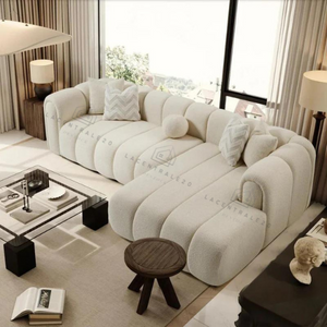 Canapé d’angle – Tissu laine bouclée - Carmelo