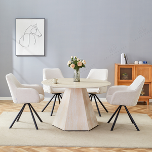 Table à Manger - Imitation Travertin - Ronde - Solal