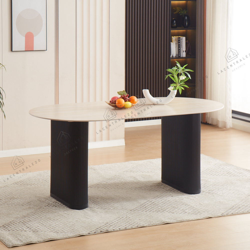 Table à Manger - Oval - céramique effet travertin mat - Selena