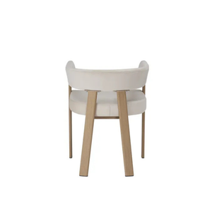 Chaise salle à manger Velours Beige / Grain Moka – Pied effet chêne  – Lots de 2/4/6 – Alia