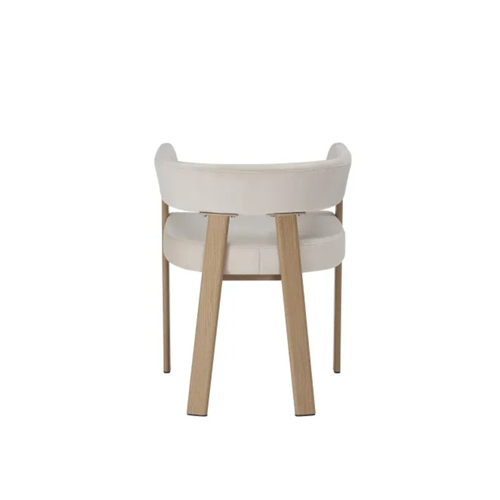 Chaise salle à manger Velours Beige / Grain Moka – Pied effet chêne  – Lots de 2/4/6 – Alia