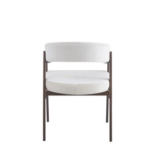 Chaise salle à manger - Velours Beige / Grain Moka – Pied effet noyer  – Lots de 2/4/6 – Alicia