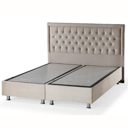 Lit coffre - Beige ou Gris - Roma