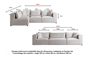 Canapé d'angle Modulable – Tissu chenille ou velours - Zara