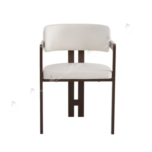 Chaise Tilo beige - pied métal effet noyer
