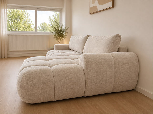 Canapé convertible - Tissu Marbella beige - Léo