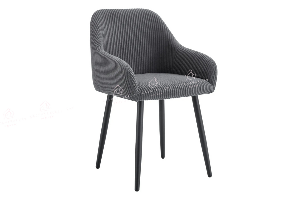 Chaise salle à manger – velours côtelé – pied bois noir – Lots de 2/4/6 – Peach