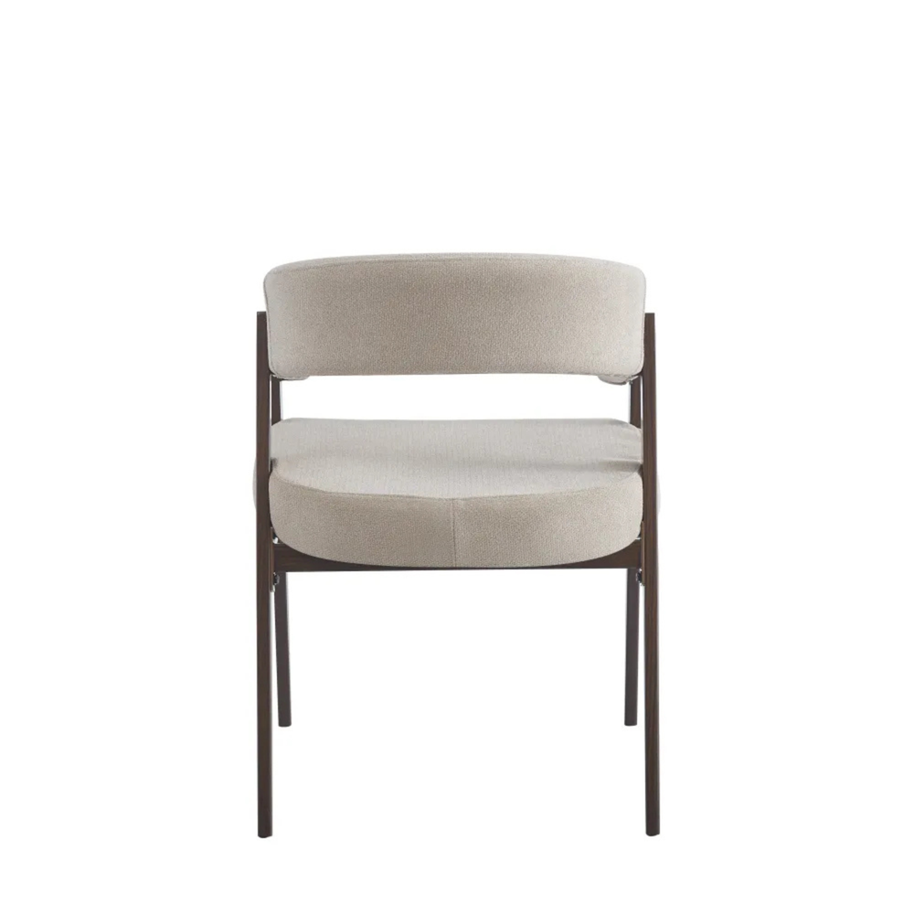Chaise salle à manger - Velours Beige / Grain Moka – Pied effet noyer  – Lots de 2/4/6 – Alicia