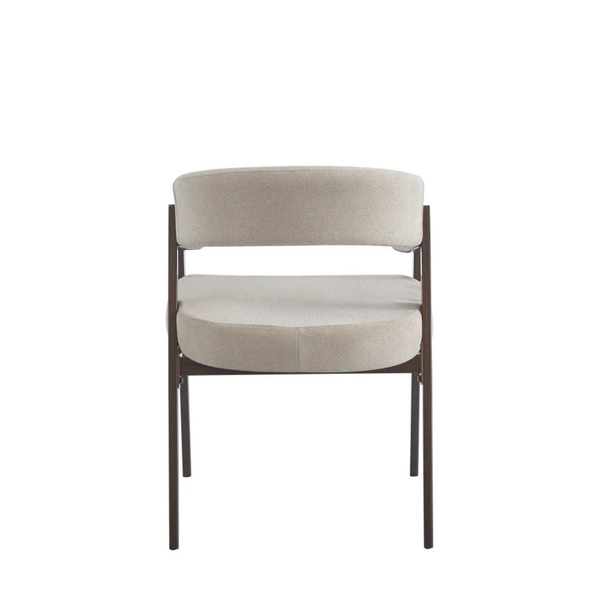 Chaise salle à manger - Velours Beige / Grain Moka – Pied effet noyer  – Lots de 2/4/6 – Alicia