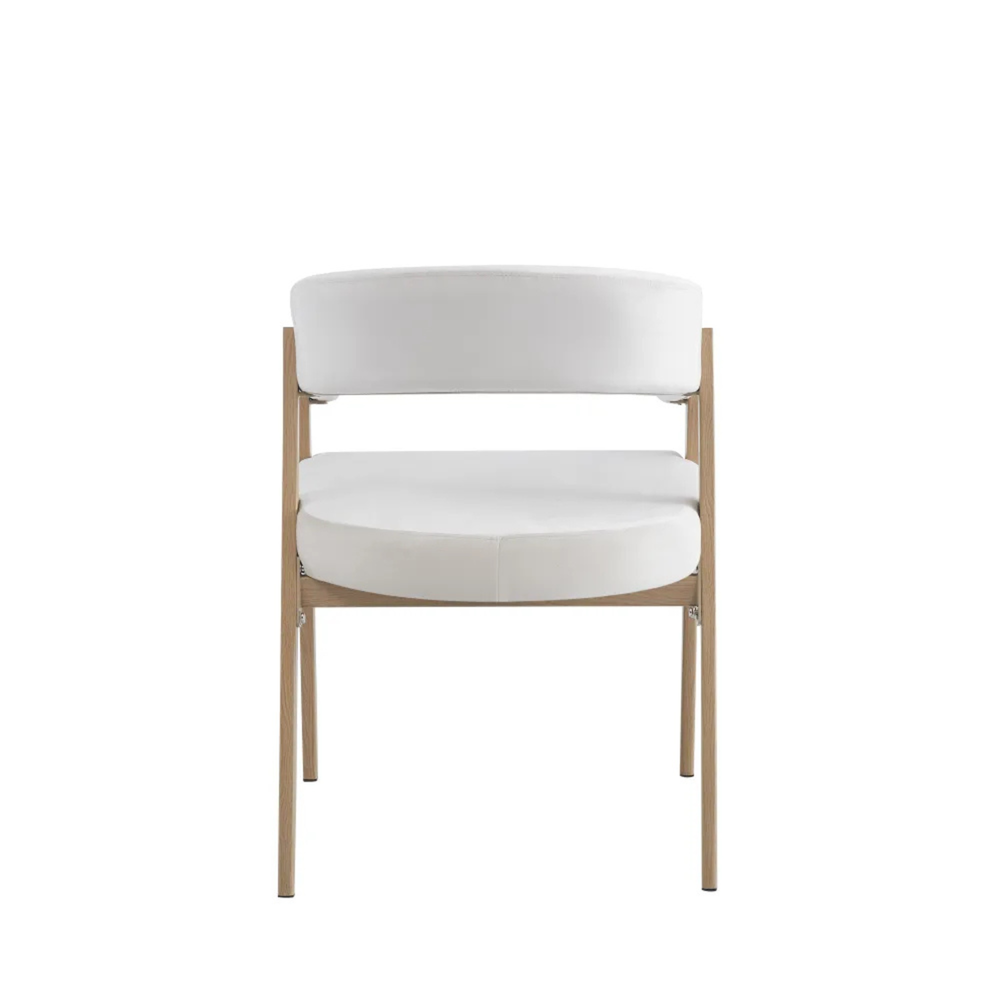 Chaise salle à manger - Velours Beige / Grain Moka – Pied effet chêne  – Lots de 2/4/6 – Alicia