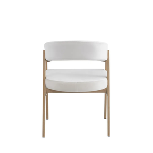 Chaise salle à manger - Velours Beige / Grain Moka – Pied effet chêne  – Lots de 2/4/6 – Alicia