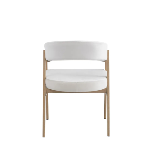 Chaise salle à manger - Velours Beige / Grain Moka – Pied effet chêne  – Lots de 2/4/6 – Alicia