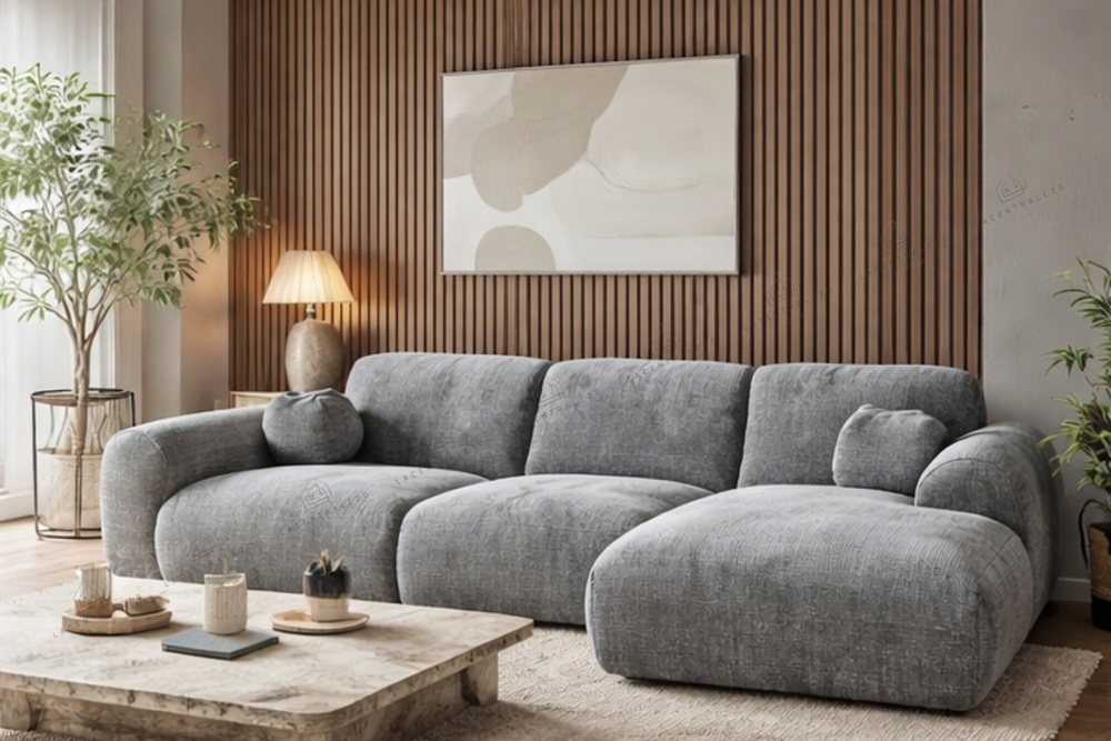 Canapé d'angle - Tissu Marbella gris - Cloud