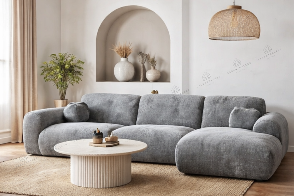 Canapé d'angle - Tissu Marbella gris - Cloud
