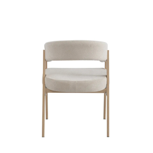 Chaise salle à manger - Velours Beige / Grain Moka – Pied effet chêne  – Lots de 2/4/6 – Alicia