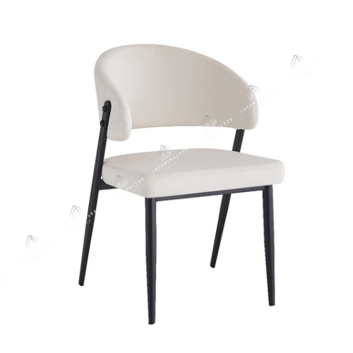 Chaise salle à manger beige – pied métal noir – Lots de 2/4/6/8 – Lamia