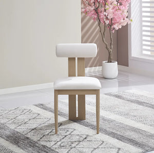 Chaise salle à manger – velours beige - pied effet bois  – Lot de 2/4 – Boudin