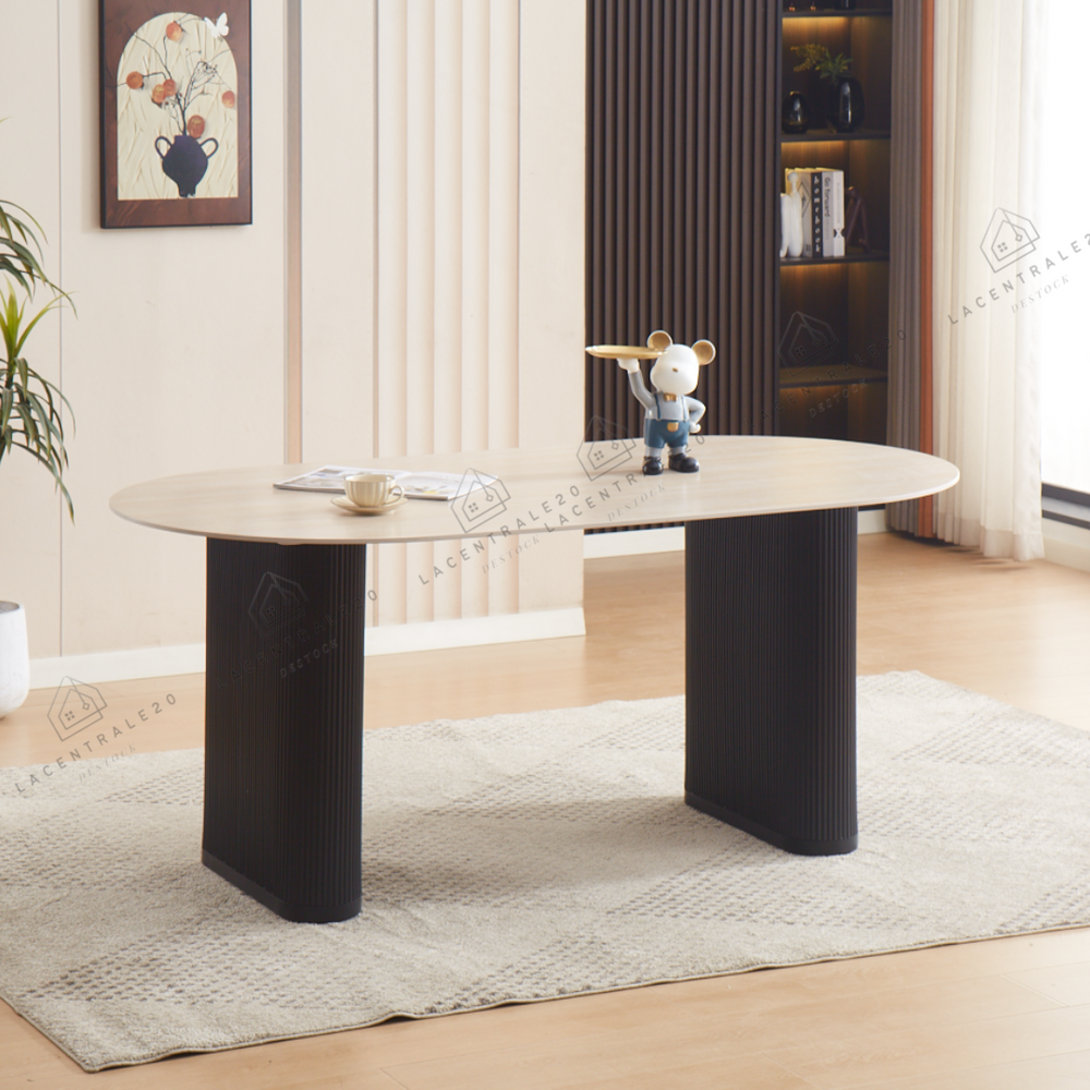 Table à Manger - Oval - céramique effet travertin mat - Selena