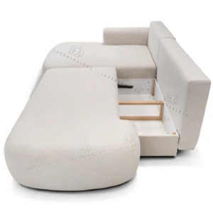 Canapé d’angle - Convertible – Tissu laine bouclée – 286×175cm – Lola