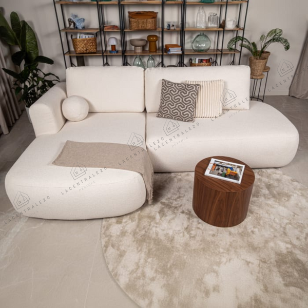 Canapé d’angle - Convertible – Tissu laine bouclée – 286×175cm – Lola