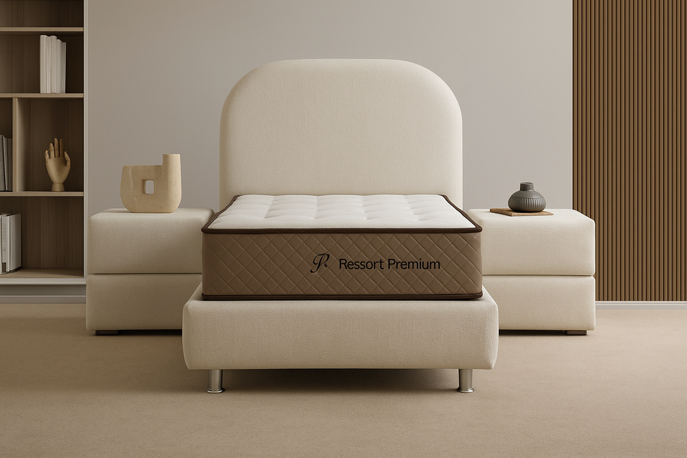 Lit coffre - 1 place - Beige - Jade