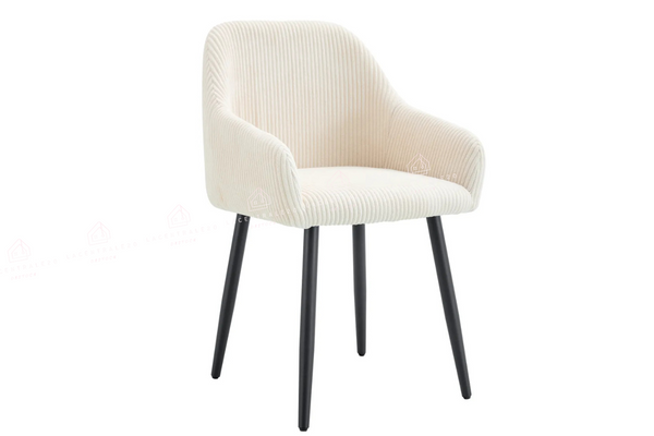 Chaise salle à manger – velours côtelé – pied bois noir – Lots de 2/4/6 – Peach