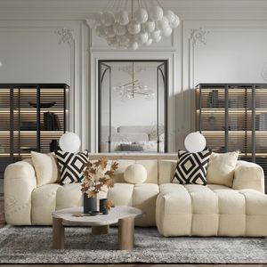 Canapé d’angle – Tissu laine bouclée – Carmen