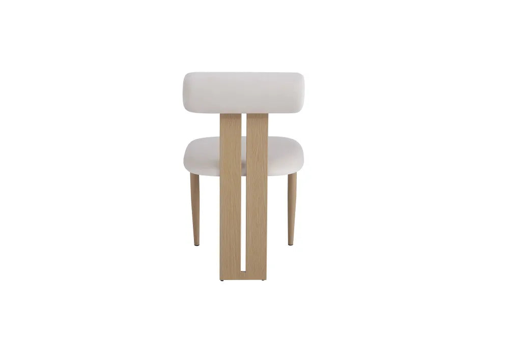 Chaise boudin pied effet bois velours beige