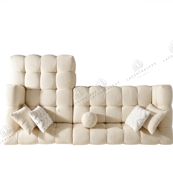 Canapé d’angle – Tissu laine bouclée – Carmen