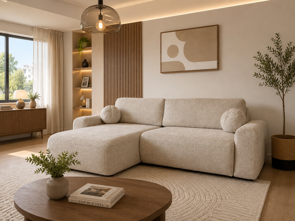 Canapé convertible - Tissu Marbella beige - Betis